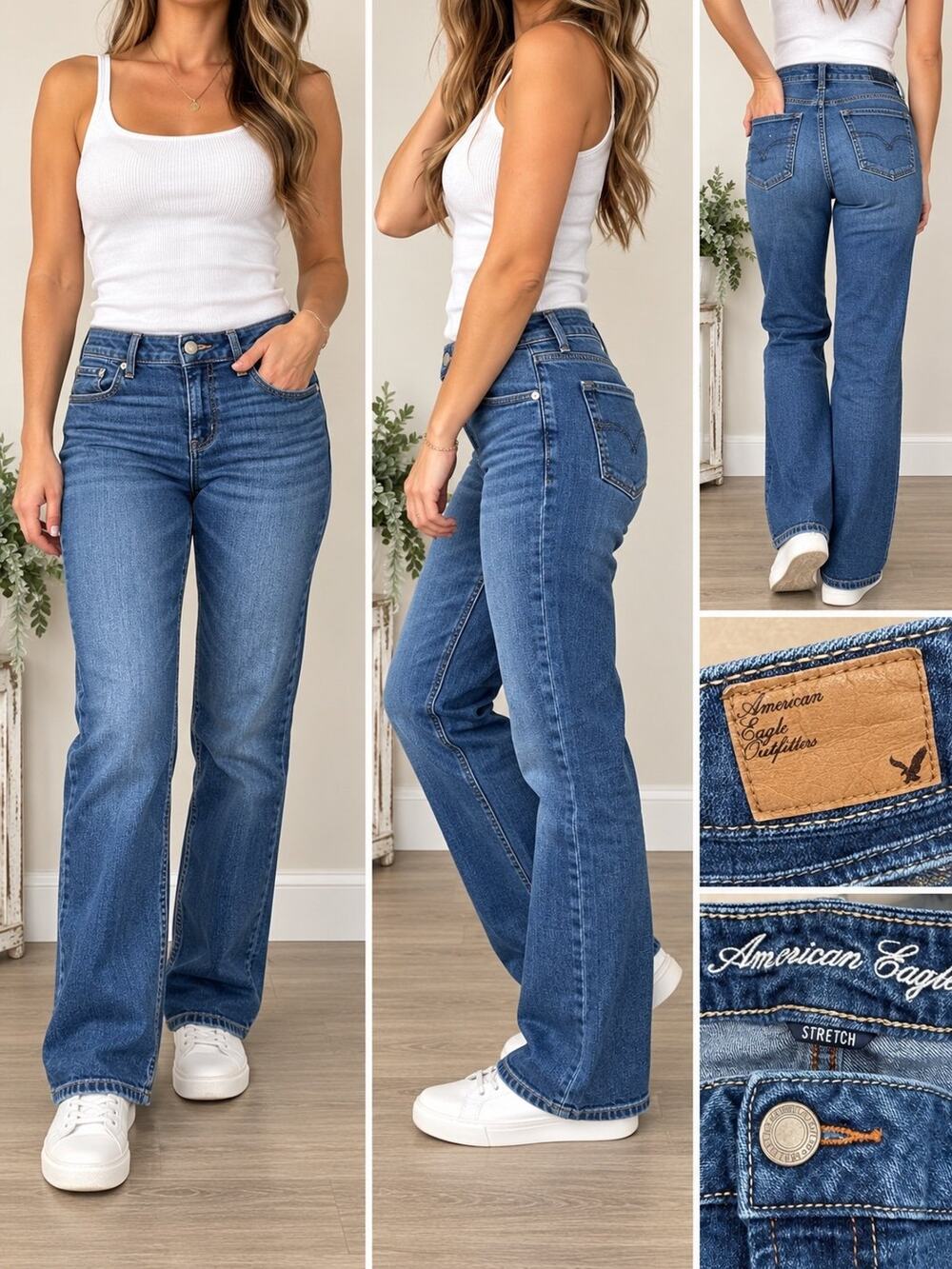 American Eagle Favorite Boyfriend Jeans Women’s 18 Regular Stretch Medium Wash